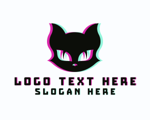 Techno - Glitch Gaming Cat logo design