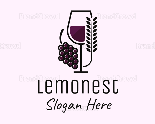 Leaf Grape Wine Glass Logo