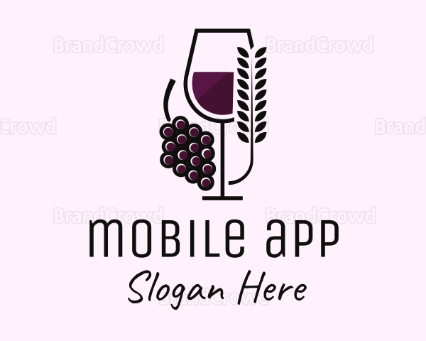 Leaf Grape Wine Glass Logo