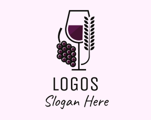 Cocktail - Leaf Grape Wine Glass logo design