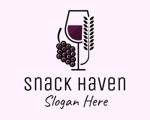 Leaf Grape Wine Glass logo design