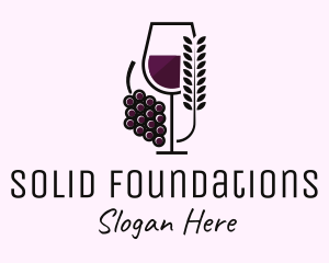 Mixed Drinks - Leaf Grape Wine Glass logo design