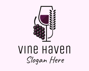 Leaf Grape Wine Glass logo design