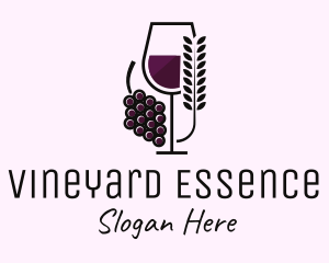 Leaf Grape Wine Glass logo design