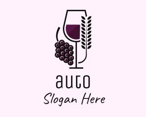Mocktail - Leaf Grape Wine Glass logo design