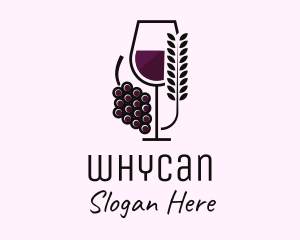 Cocktail - Leaf Grape Wine Glass logo design