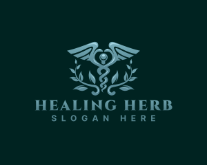 Herbal Medicine Caduceus logo design