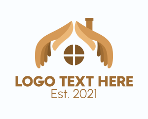Handyman - Wooden Hand House logo design