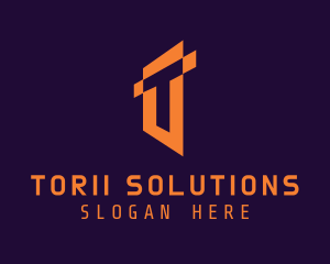 Orange Startup Letter T logo design