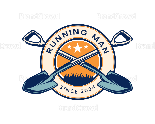 Landscaping Shovel Tool Logo