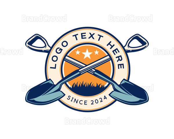 Landscaping Shovel Tool Logo