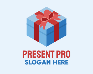 Isometric 3D Gift Present logo design