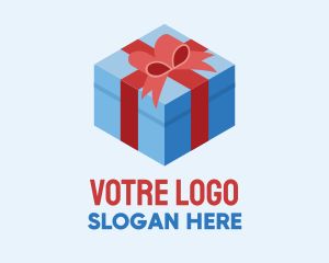 Ribbon - Isometric 3D Gift Present logo design