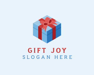 Isometric 3D Gift Present logo design