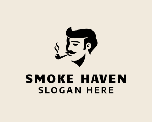 Mustache Man Smoking logo design