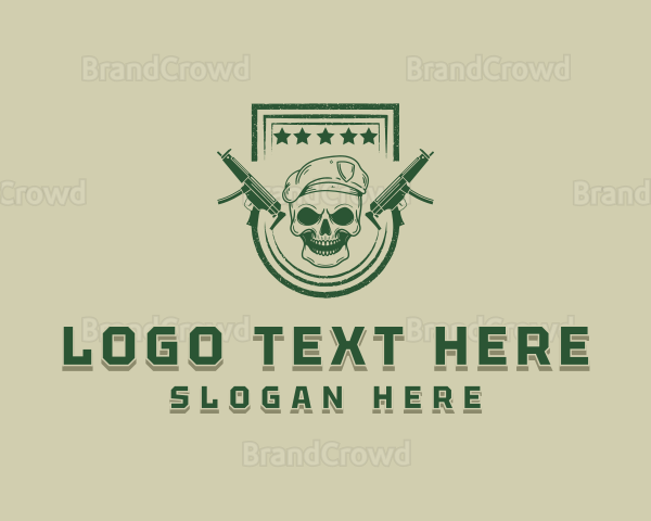 Military Gun Skull Logo