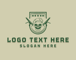 Gun Store - Military Gun Skull logo design