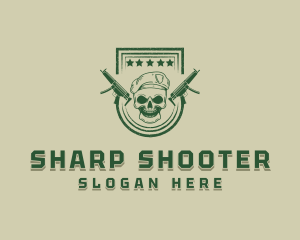Rifle - Military Gun Skull logo design
