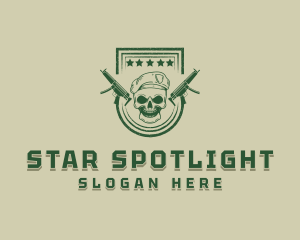 Military Gun Skull logo design