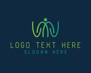 Wave - Human Wave Signal Letter W logo design