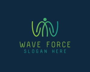 Human Wave Signal Letter W logo design