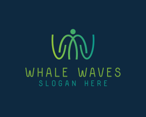 Human Wave Signal Letter W logo design