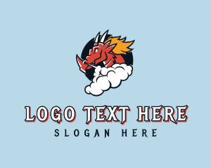 Vaping - Dragon Smoke Cloud logo design