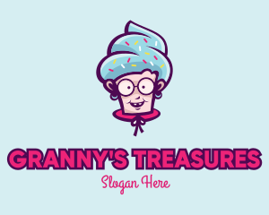 Grandmother - Sweet Old Lady Cupcake logo design