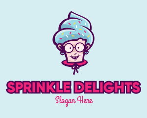 Sprinkle - Sweet Old Lady Cupcake logo design