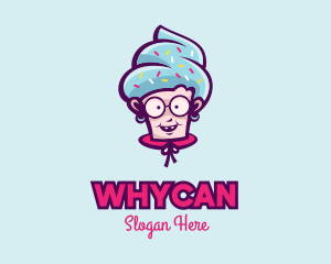 Character - Sweet Old Lady Cupcake logo design