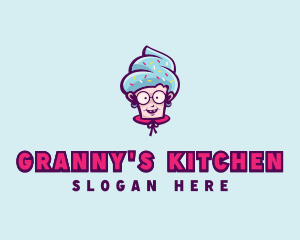 Granny - Sweet Old Lady Cupcake logo design