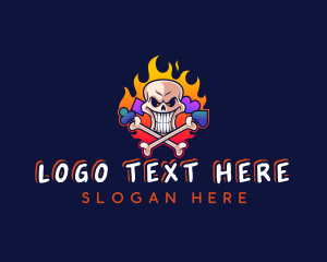 Fire - Gaming Casino Skull logo design