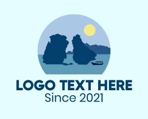Travel Guide - Mountain Rock Scenery logo design