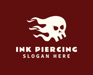 Piercing - Punk Flaming Skull logo design