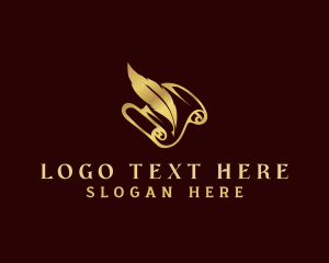 Writing - Law Feather Quill Paper logo design