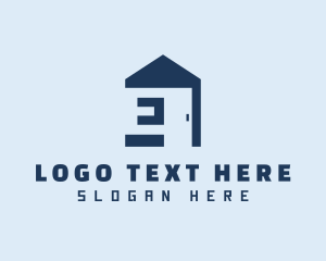 Establishment - Blue Home Door Letter E logo design
