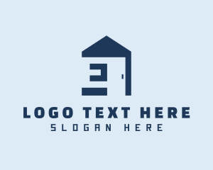 Property Developer - Blue Home Door Letter E logo design