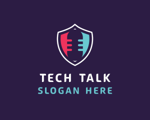 Microphone Talk Shield logo design