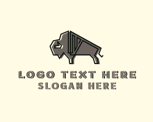 Bull Fighting - Strong Bison Animal logo design