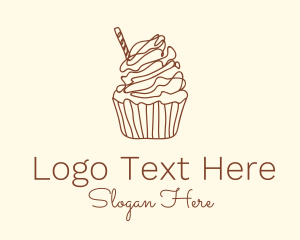Lineart - Delicious Chocolate Cupcake logo design