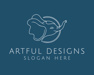 Elephant Line Art logo design