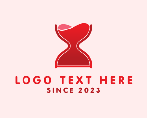 Clock - Hourglass Wine Glass logo design