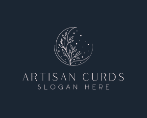 Floral Crescent Moon logo design