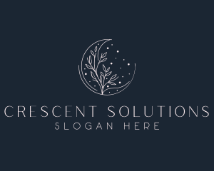 Crescent - Floral Crescent Moon logo design