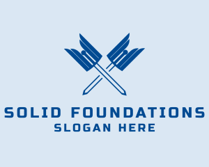 Swordsman - Winged Sword Weapon logo design