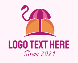 Sunset - Sunset Flamingo Umbrella logo design