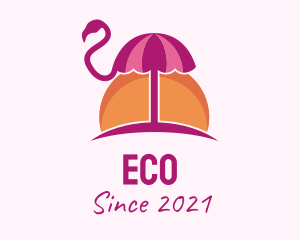 Holiday - Sunset Flamingo Umbrella logo design