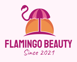 Sunset Flamingo Umbrella  logo design