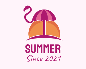 Sunset Flamingo Umbrella  logo design