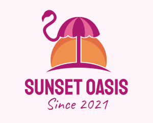 Sunset Flamingo Umbrella  logo design